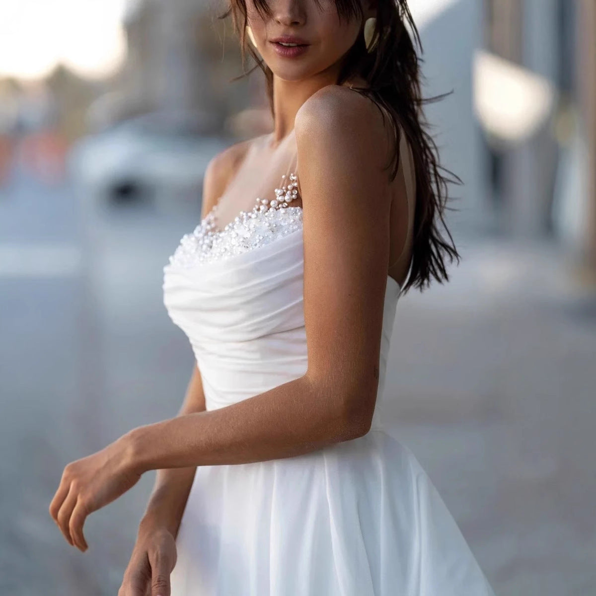 Stunning Strapless Backless Wedding Dress