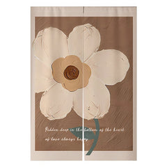 Cream Flowers Simple Door Curtain Bathroom Windshield