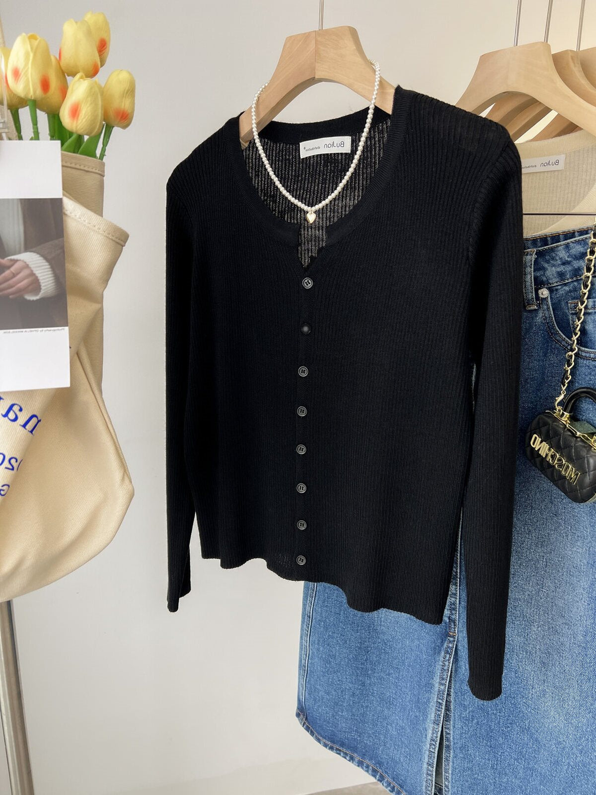 Womens Korean-style Chanel-inspired Pullover Base Layer Top