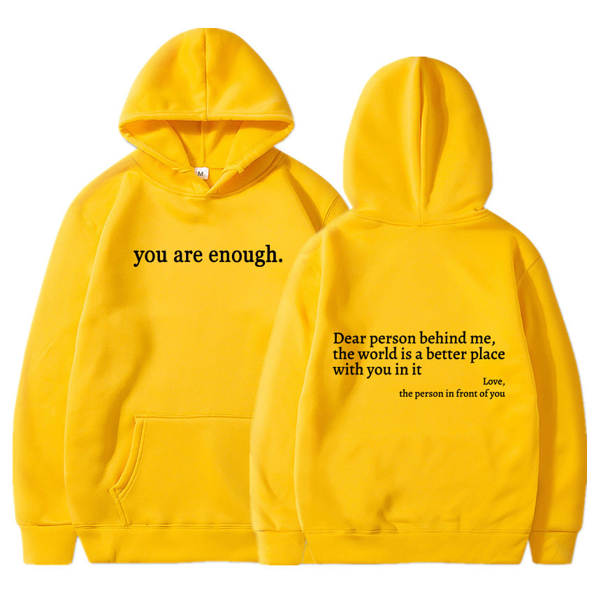 Cozy Fleece-Lined Letter Print Drawstring Hoodie