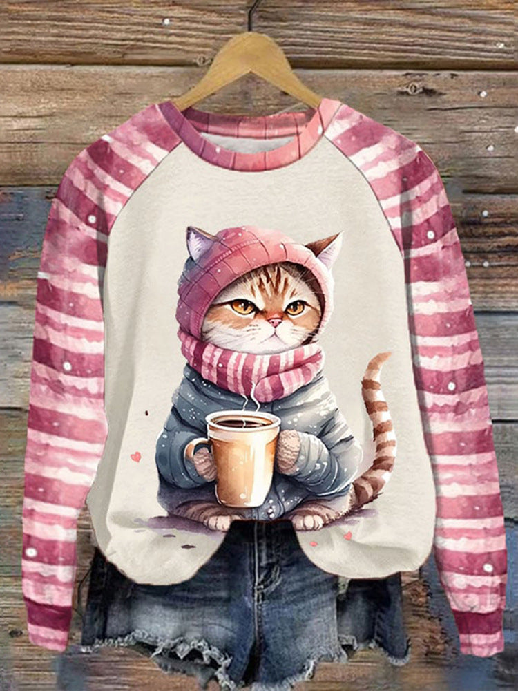 Women's Printed Crew Neck Sweatshirt