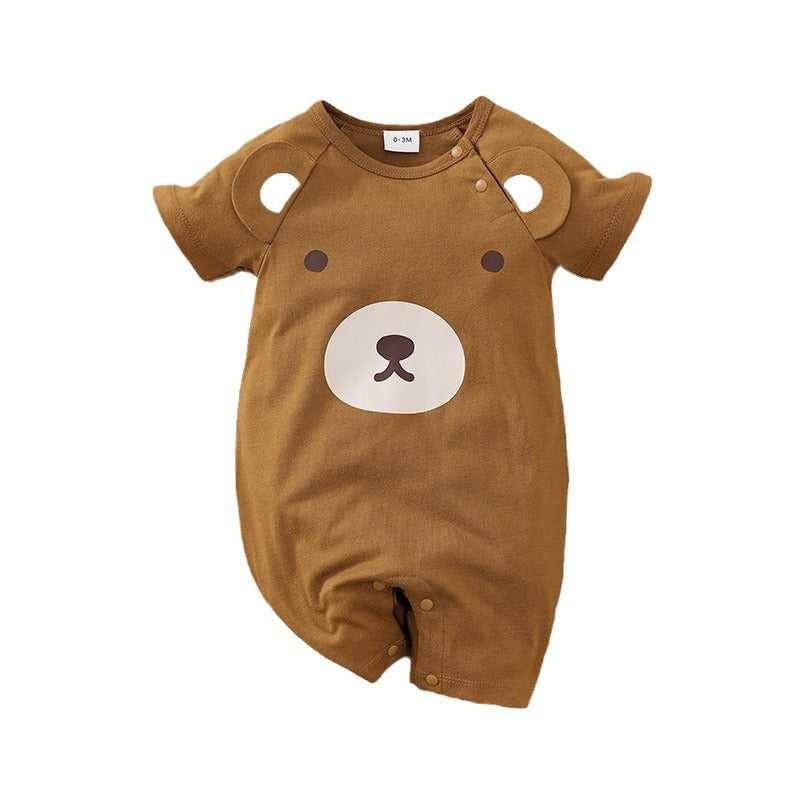 Summer Baby Short Sleeve Cotton Cartoon Jumpsuit