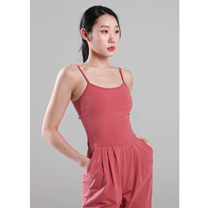 Sleeveless Ankle-Tied Yoga Romper for Fitness & Running