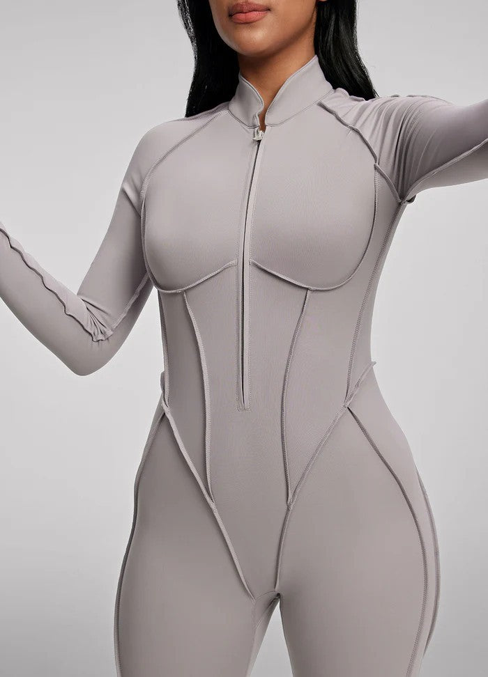 Women's Long Sleeve Zip Slim-Fit Jumpsuit