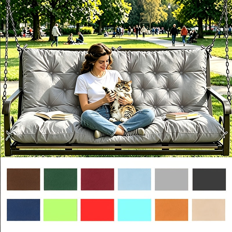 Porch Swing Cushions Outdoor Waterproof Thickened 5" Backyard Swing Cushion with Backrest And Ties 2-3 Seat Outdoor Swing Cushions Replacement for Porch Patio Garden Lawn 60/48/40X40X5 INCH