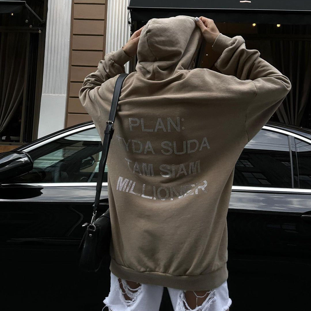 Distressed Loose Graphic Pullover Hoodie