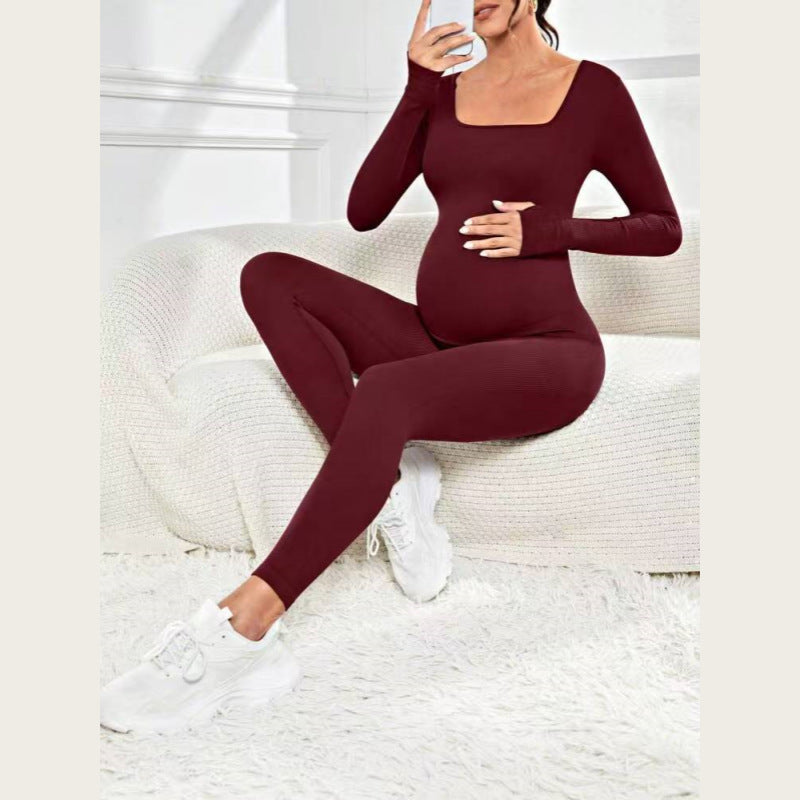 Seamless Ribbed Maternity Jumpsuit One-Piece Romper