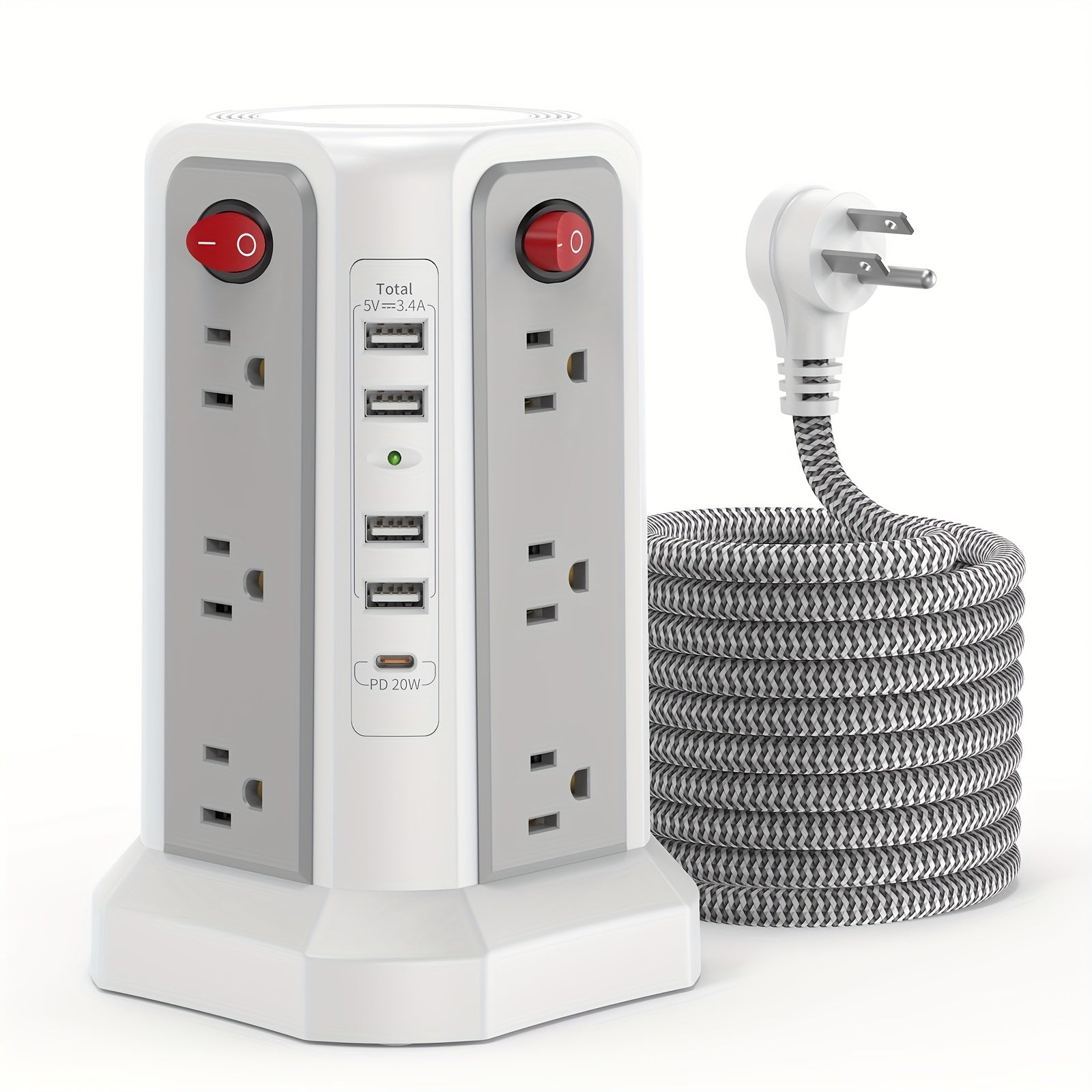 New Product: Flat Plug with USB/USB-C Ports, 8/12/16 AC Socket Power Board, Power Board with Multiple USB Charging Ports And Surge Protection, Extension Cord Desktop Power Board