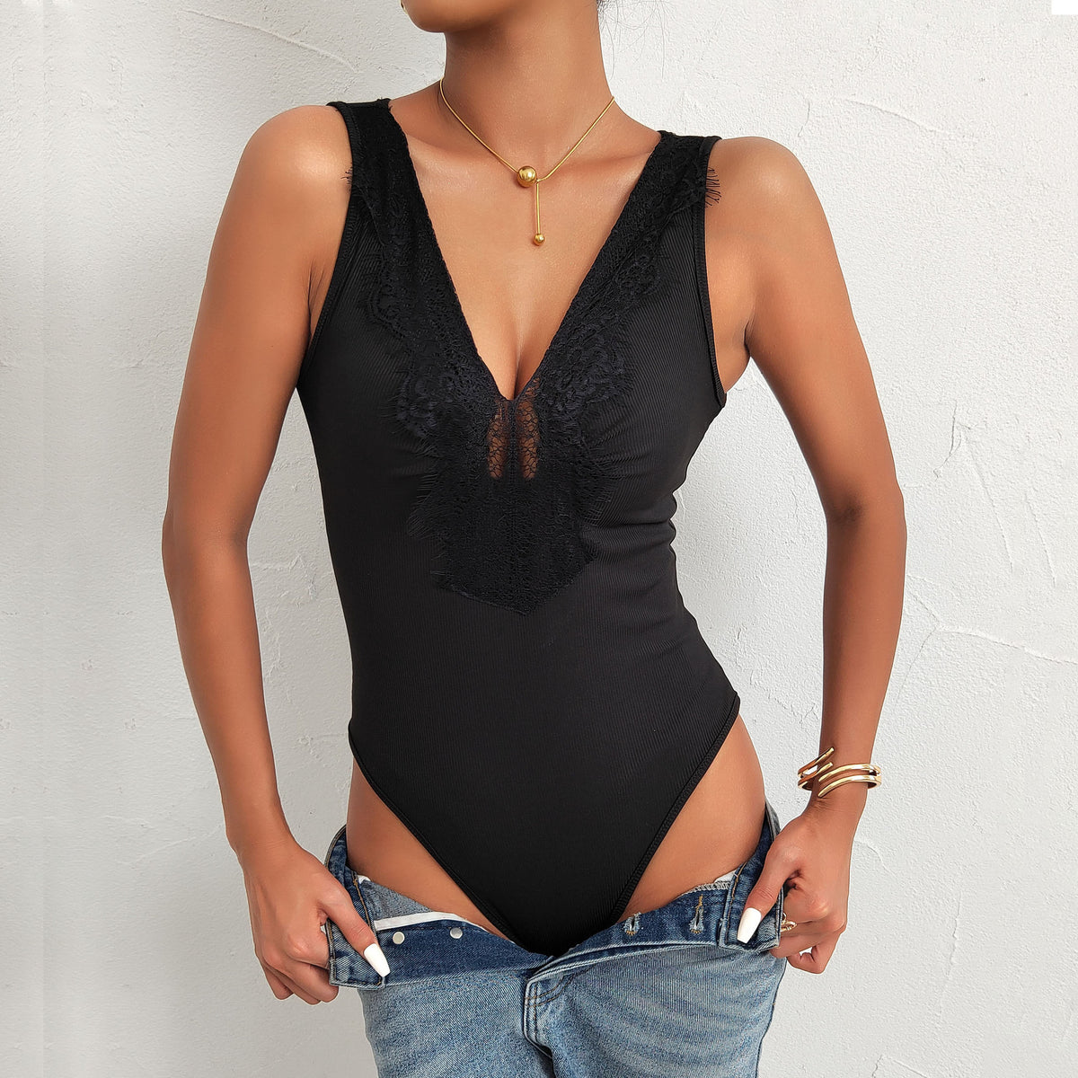 Sleeveless Lace Romper Sexy Fitted Jumpsuit