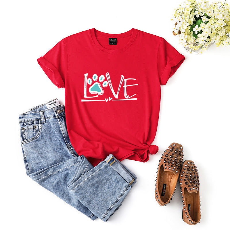 Chic Plus Size Letter Print Loose Cotton T-Shirt