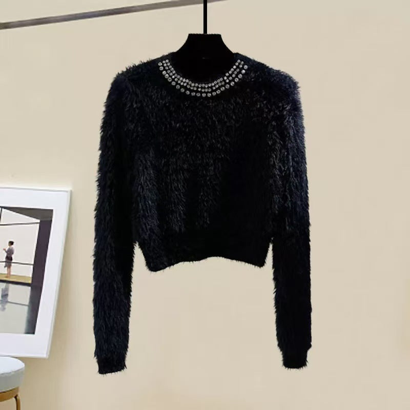Stylish Cropped Womens Pullover Sweater
