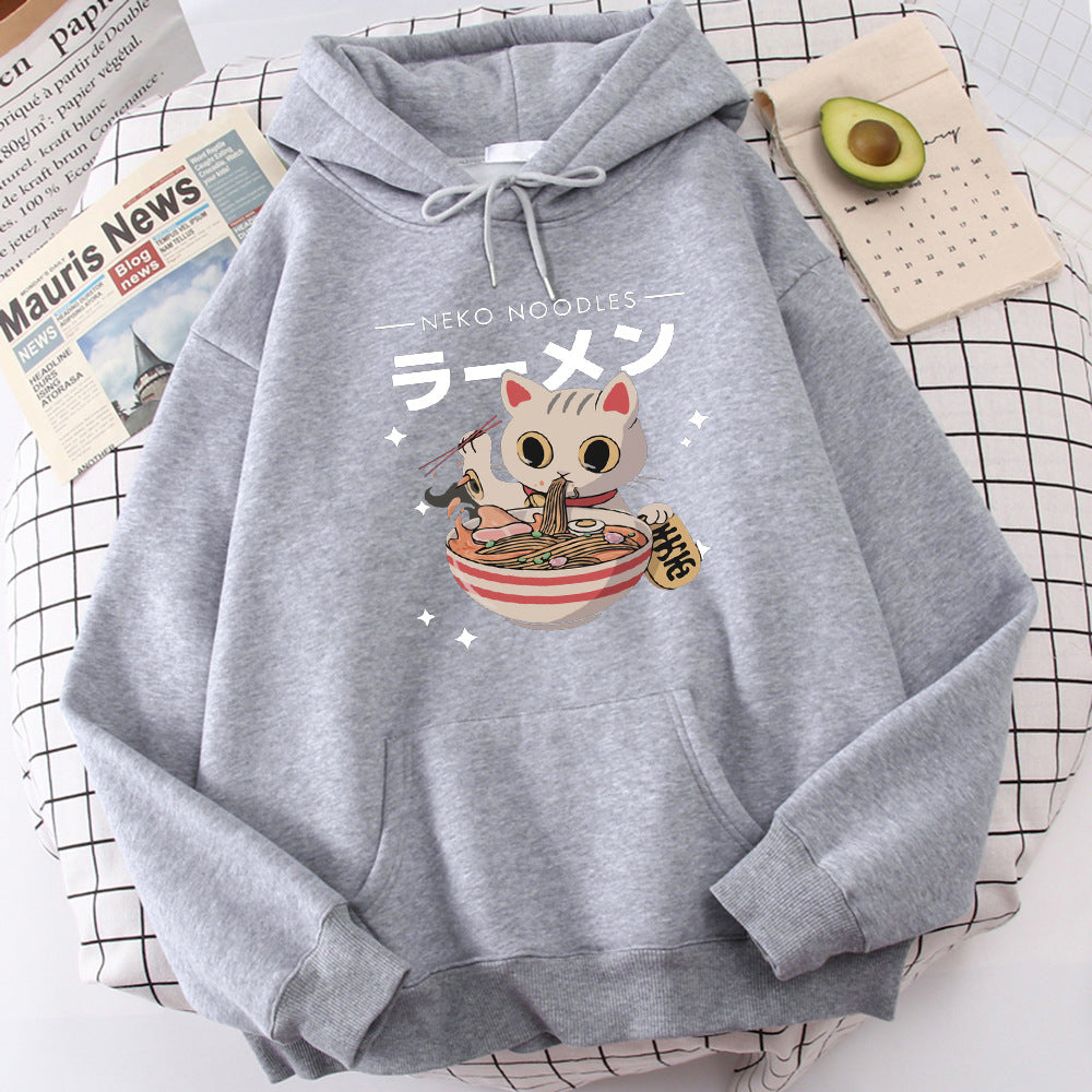 Cute Cat Print Women's Pullover Retro Sweatshirt