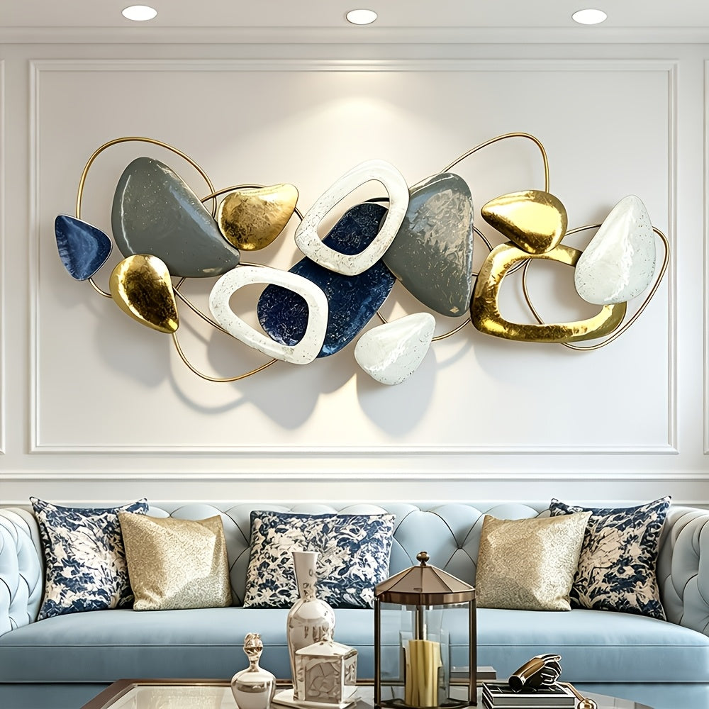 59 inch modern metal wall art pebble sculpture for home decor