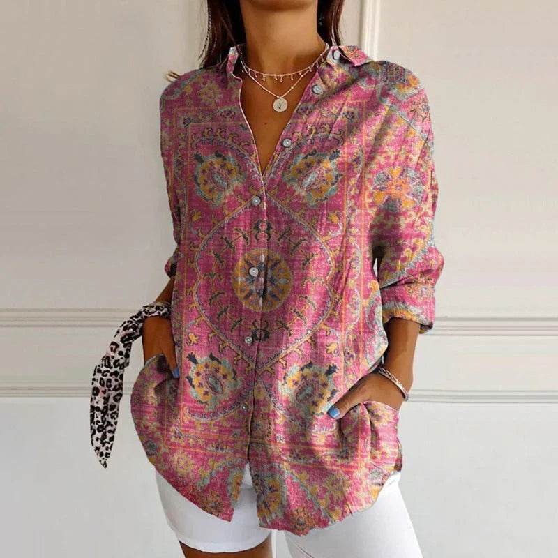 New Women's Summer Long-sleeve Printed 3D Floral Top