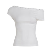 Summer Asymmetrical Cropped Top – Trendy Patchwork Short Sleeve