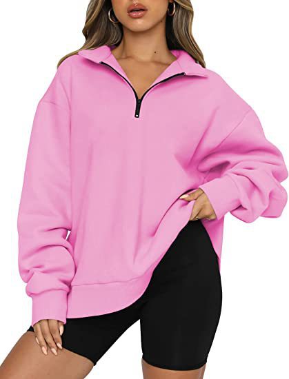 Women's Casual Zip Turndown Collar Sweatshirt