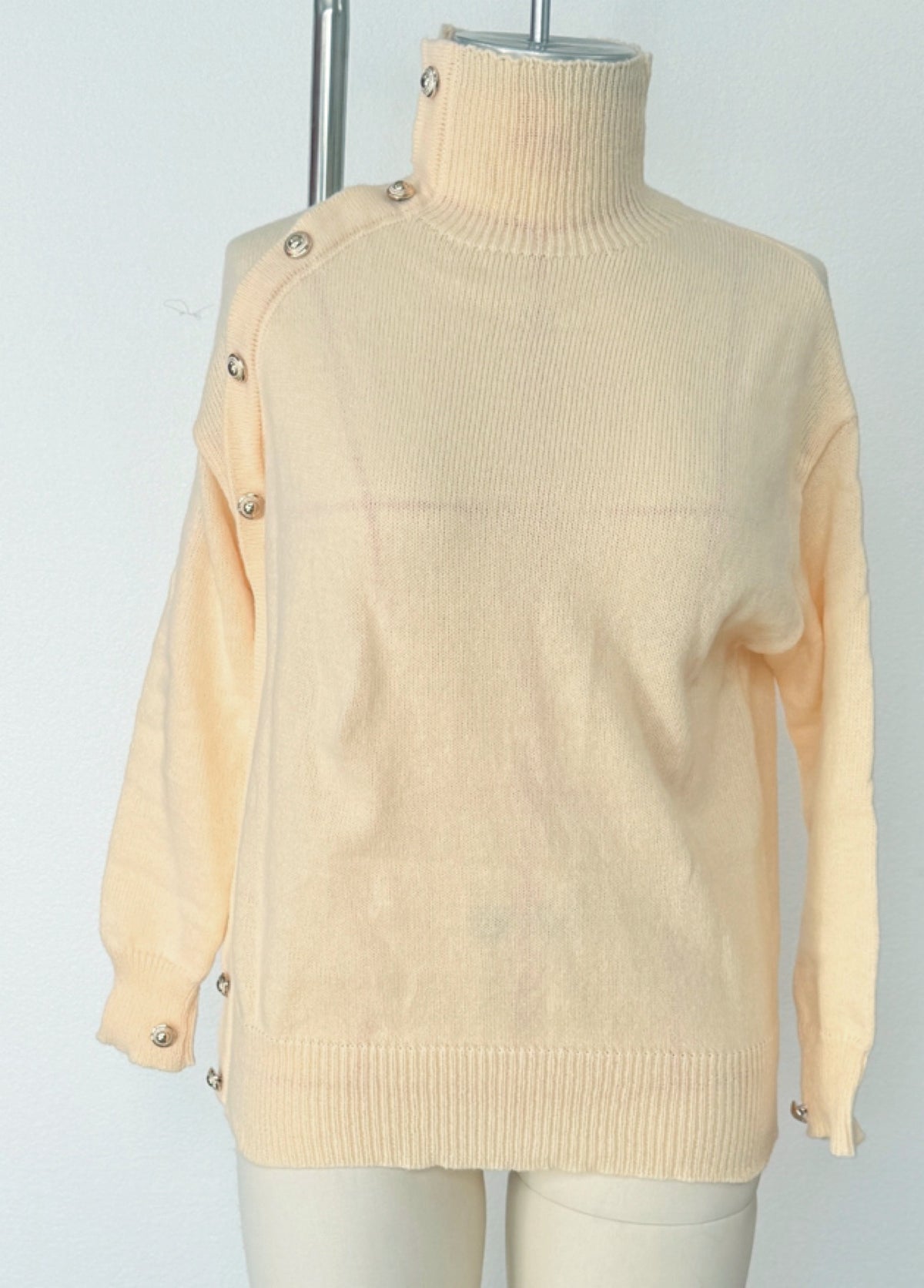 Women's Decorative Button Turtleneck Sweater