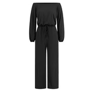 Chic Off-Shoulder Lantern Sleeve High Waist Jumpsuit