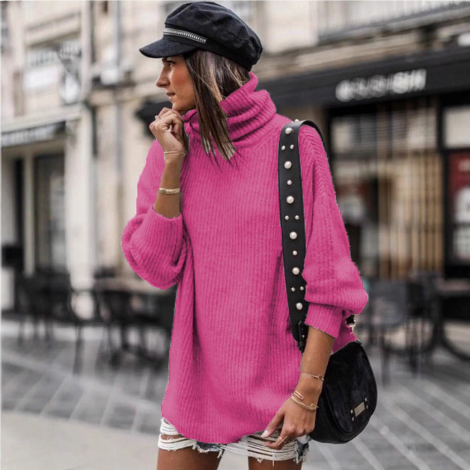 European and American Pullover Mid-length Women's Sweater Dress