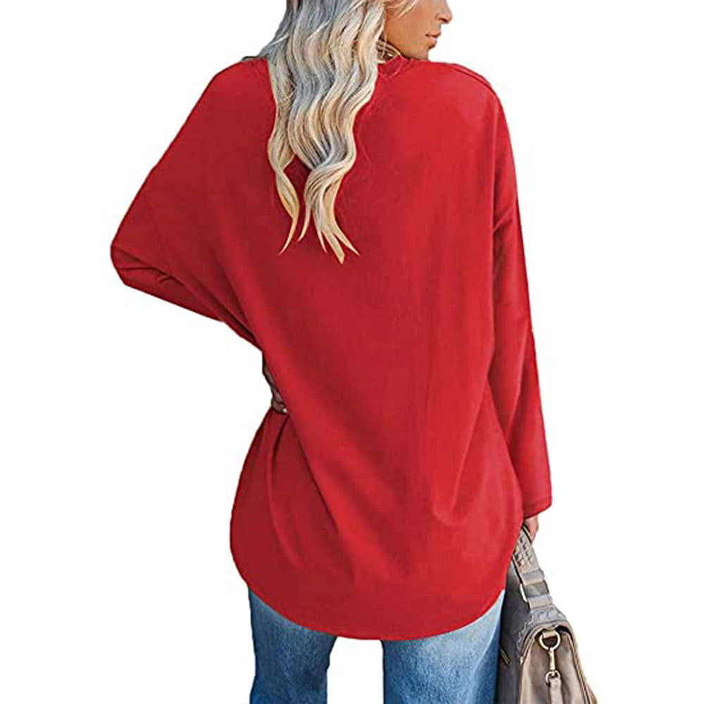 Oversized V-Neck Drop-Shoulder Casual Cotton T-Shirt