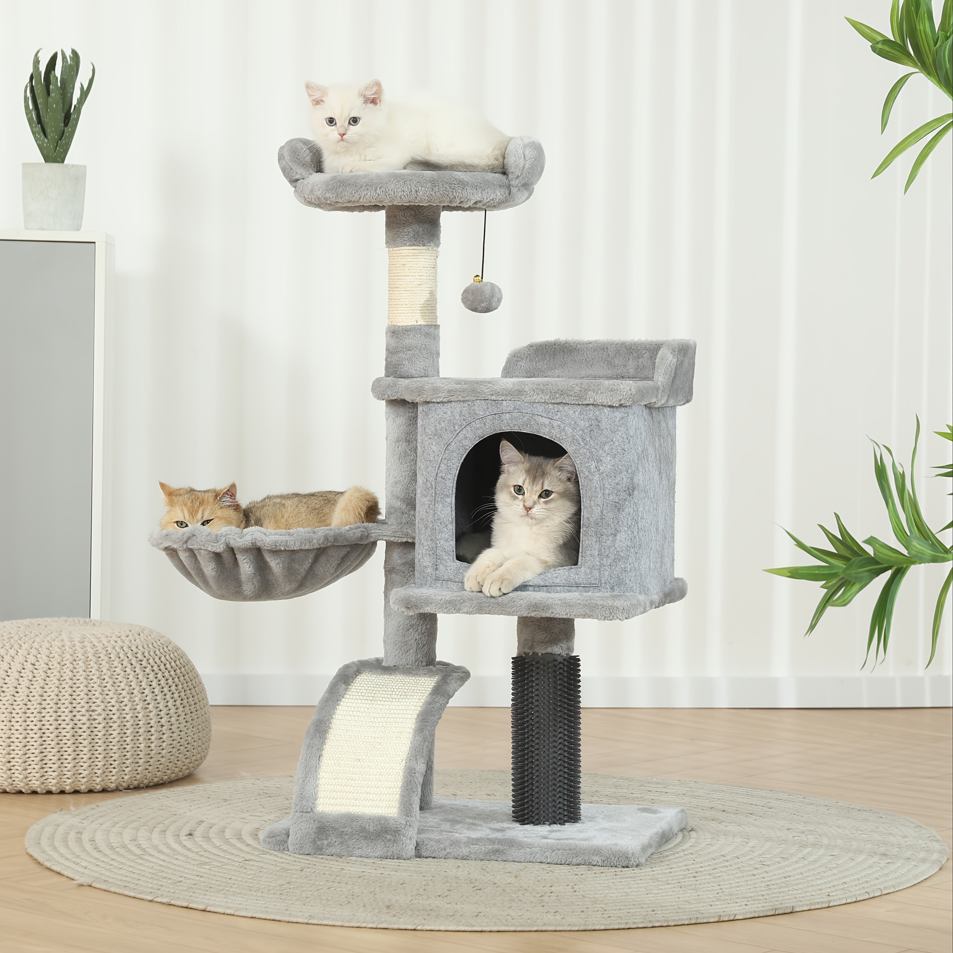 36.6 Multi-level Cat Tree Tower With Cozy Condos, Sisal Scratching Posts & Plush Perch - Stable Non-wobbling Design, Perfect Valentines Gift For Cats, Includes Hanging Toy Ball For Added Fun