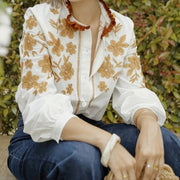 Light-luxury High-end Satin And Lace Patchwork Top