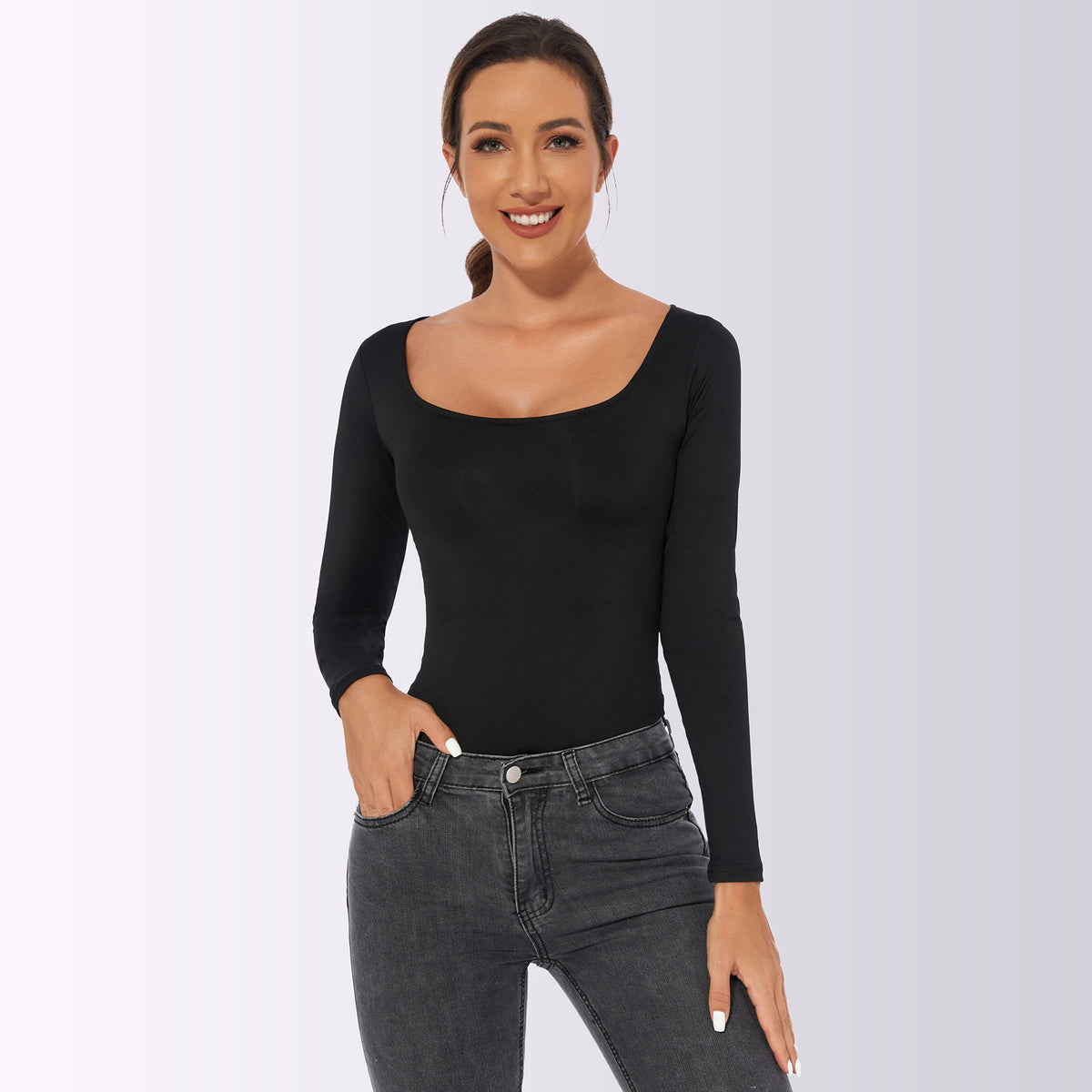 Women's Slim Fit U-Collar Polyester Jumpsuit