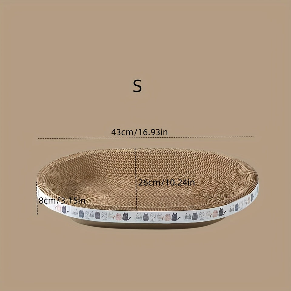 Oval Cat Scratching Pad & Bed 1-pack  40cm X 26cm Oval Cat Scratching Pad & Bed  Corrugated Cardboard Pet Sofa For Cats, Durable And Comfortable