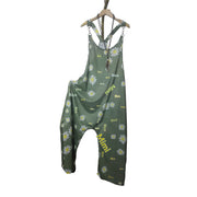 Womens Floral-Print Loose Casual Suspender Jumpsuit With Buckles