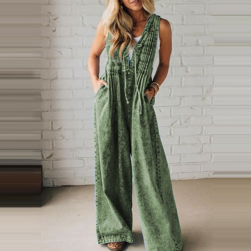 Women's Casual Wide-Leg Sleeveless Loose Jumpsuit