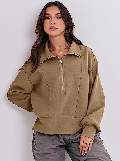 Women's Half-Zip Long Sleeve Pullover Sweater
