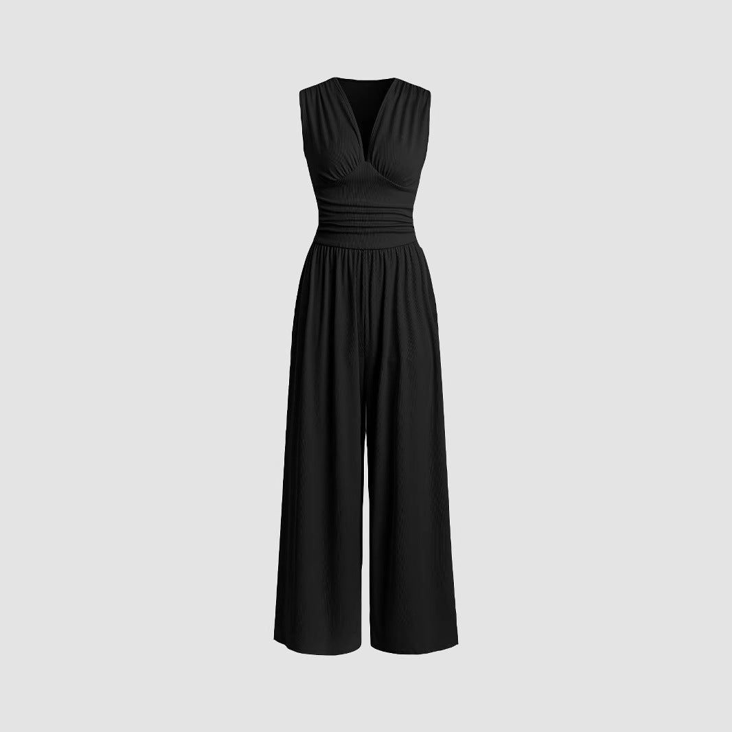 Women's Sleeveless Loose Wide-Leg Knitted Jumpsuit