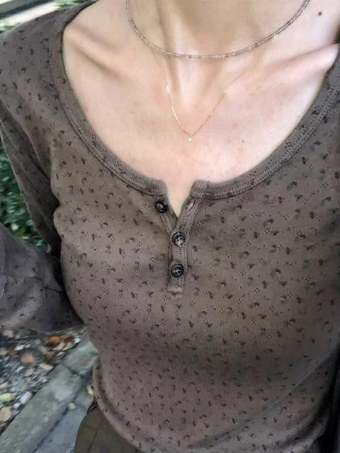 Vintage Slim-Fit Button Long Sleeve Women's Base Shirt