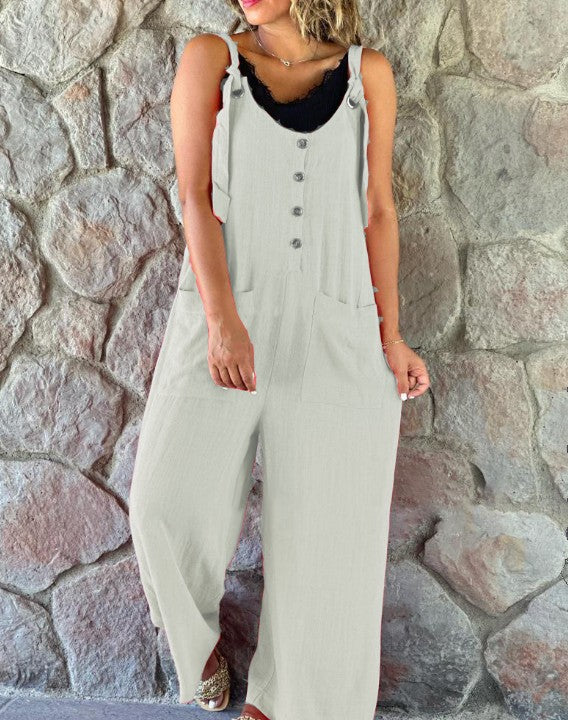 Fashion Casual Button Suspender Pants For Women