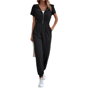 European And American-style Hooded Workwear Casual Jumpsuit