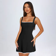 Lace-trimmed Color-block Dress, European and American Style