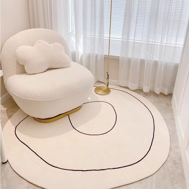 Cashmere-look Cream-colored Round Rug Minimalist Style for the Living Room