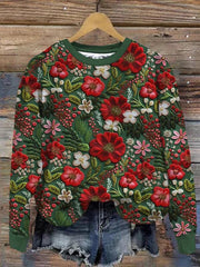 Women's Festive Christmas Graphic Round-Neck Sweatshirt