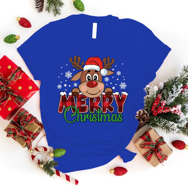 Cute Merry Christmas Printed Tee - Festive Holiday Shirt