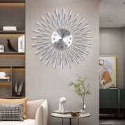 24 Inch Large Metal Wall Clock, Modern Golden Silent Wall Clock Battery Operated Non-Ticking For Bedroom Kitchen Office Home Decorative, Retro Crystal Clock Wall Decor