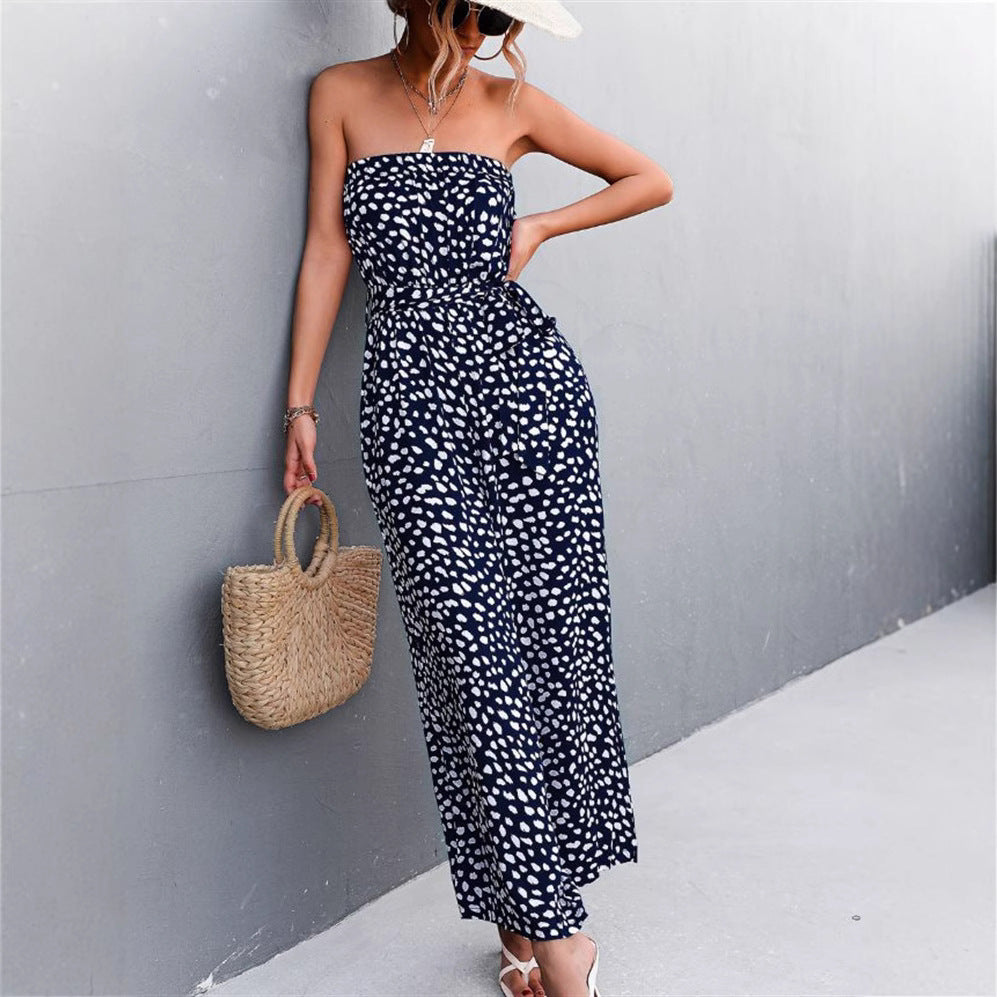 Women's Chic Printed Bandeau Jumpsuit