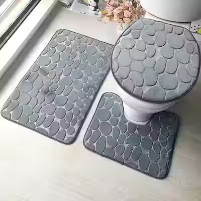 3-piece Solid Color Bathroom Mat - image 7