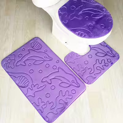 3-piece Solid Color Bathroom Mat - image 6