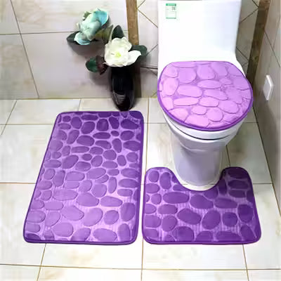3-piece Solid Color Bathroom Mat