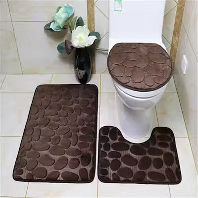 3-piece Solid Color Bathroom Mat