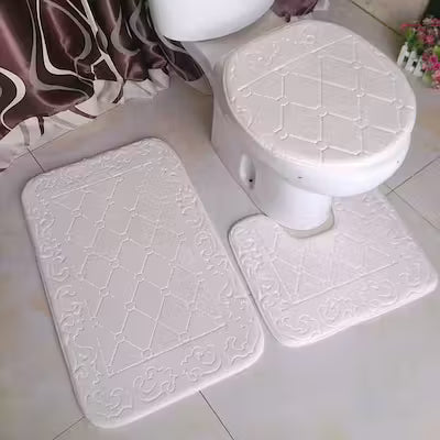 3-piece Solid Color Bathroom Mat - image 2