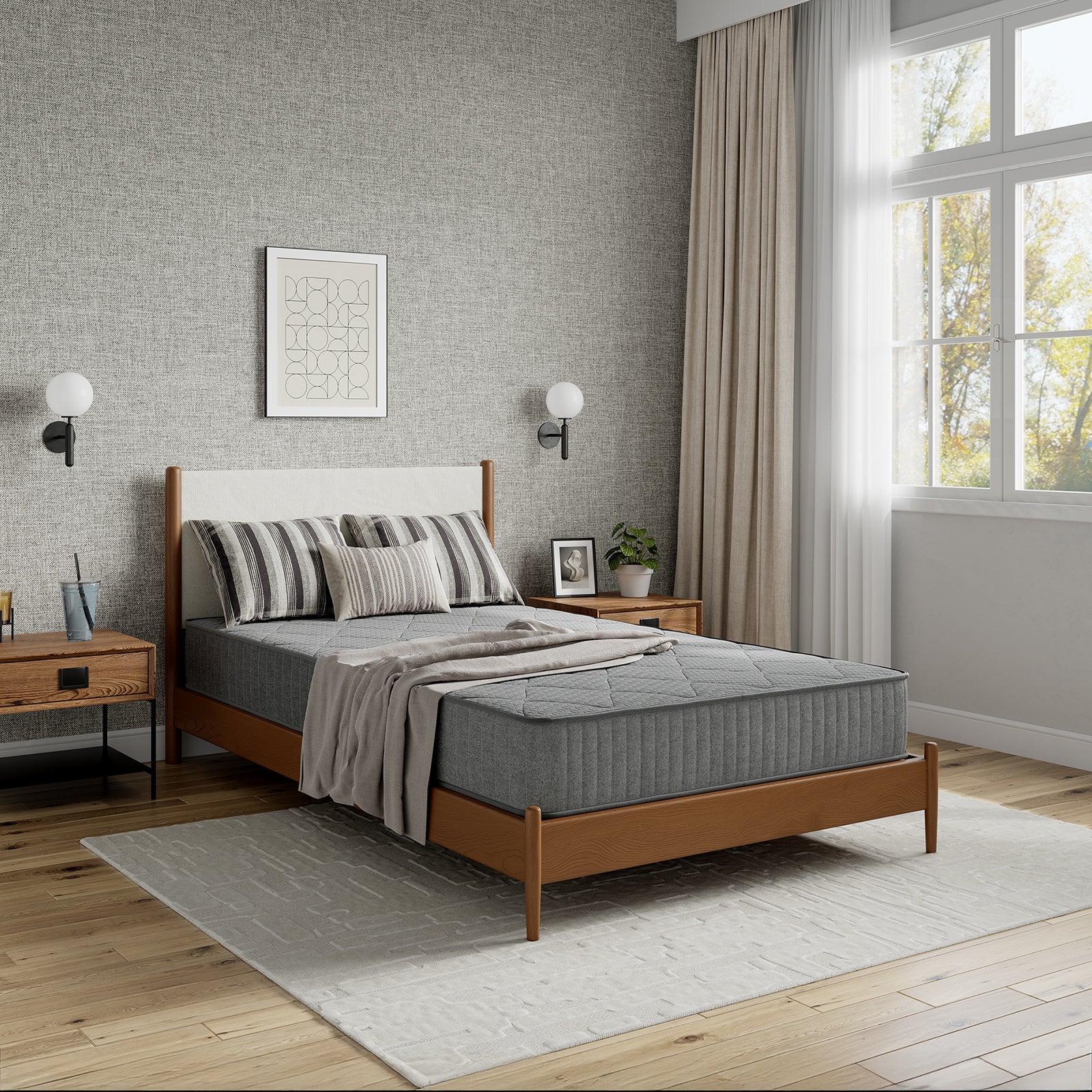 SweetNight 6/8/10/12/14 inch Memory Foam Hybrid Mattress With Pocket Springs, Twin Xl, Full, Queen, King, Sizes In A Box, Medium Firm, Mattresses For Support Comfort, Fiberglass-Free