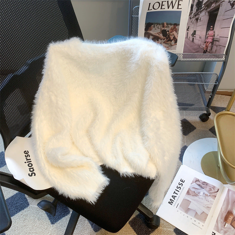 Idle Style Mohair Sweater Furry Coat Top