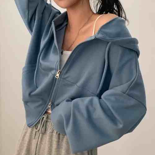 Chic Hooded Zipper Long Sleeve Sweater Coat