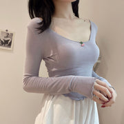 Women's Cherry Edge Long Sleeve Knit Top
